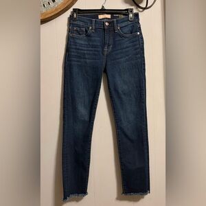 7 For All Mankind Dark Blue Ankle Skinny Jeans Raw Edge